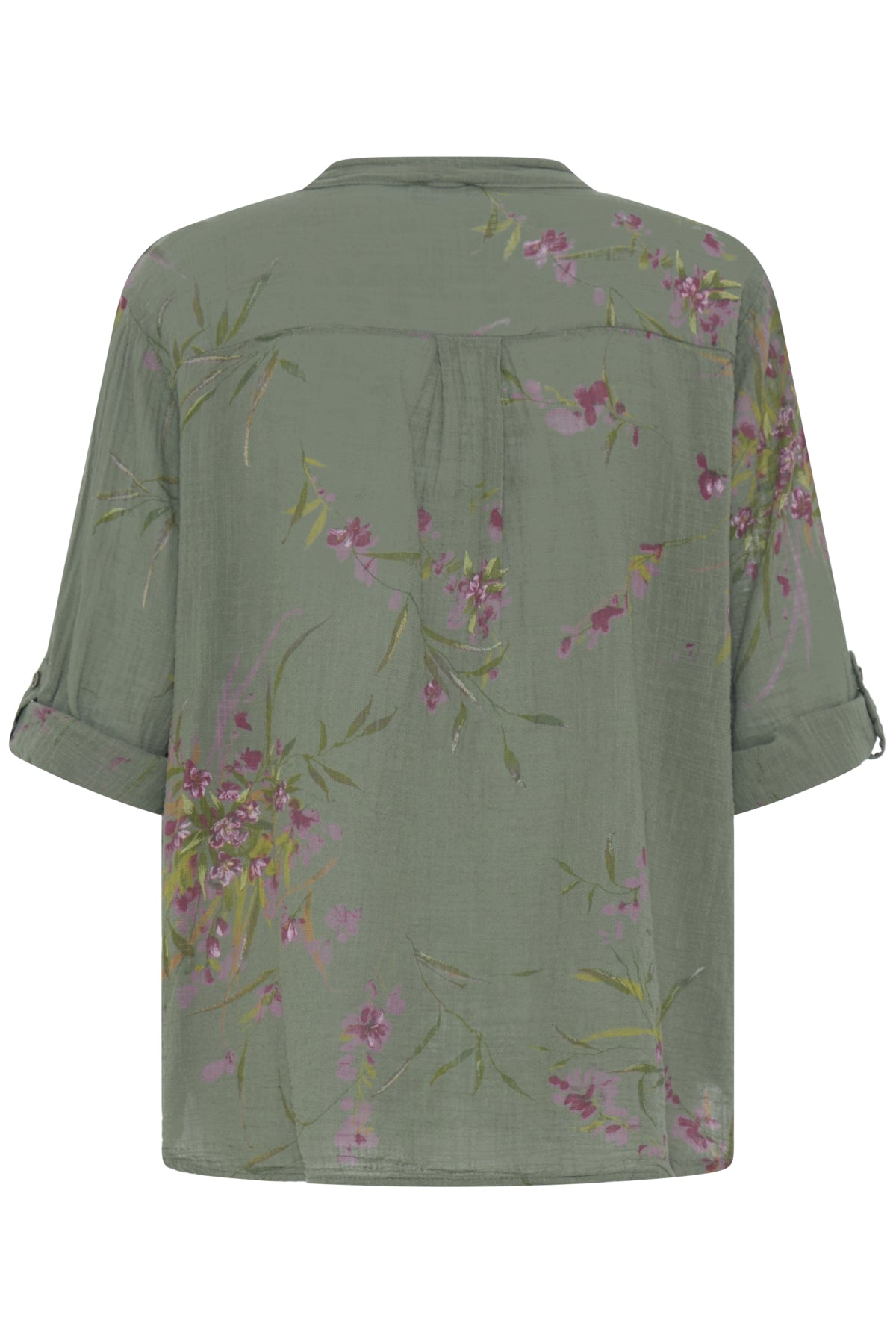 Sorbet SBalexa – Olivengrønn bluse med blomsterprint