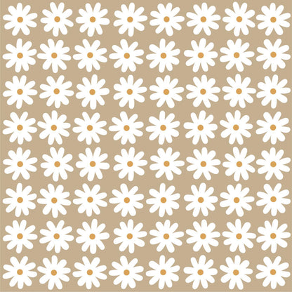 Ib Laursen Serviett 20x20 cm beige med hvite tusenfryd 50 stk/pakning