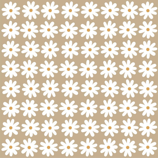Ib Laursen Serviett 20x20 cm beige med hvite tusenfryd 50 stk/pakning