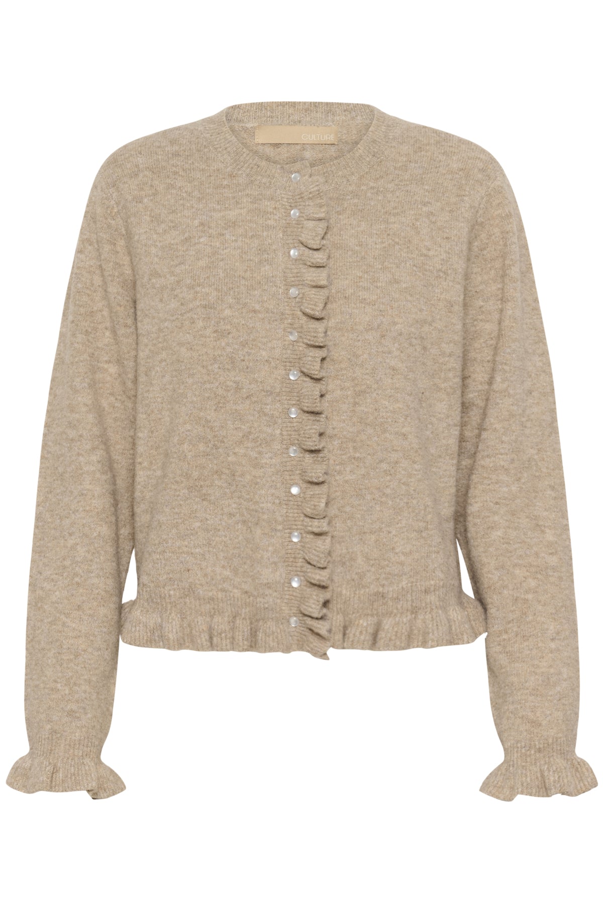 Culture CUjulietta Frill Cardigan Dune Melange