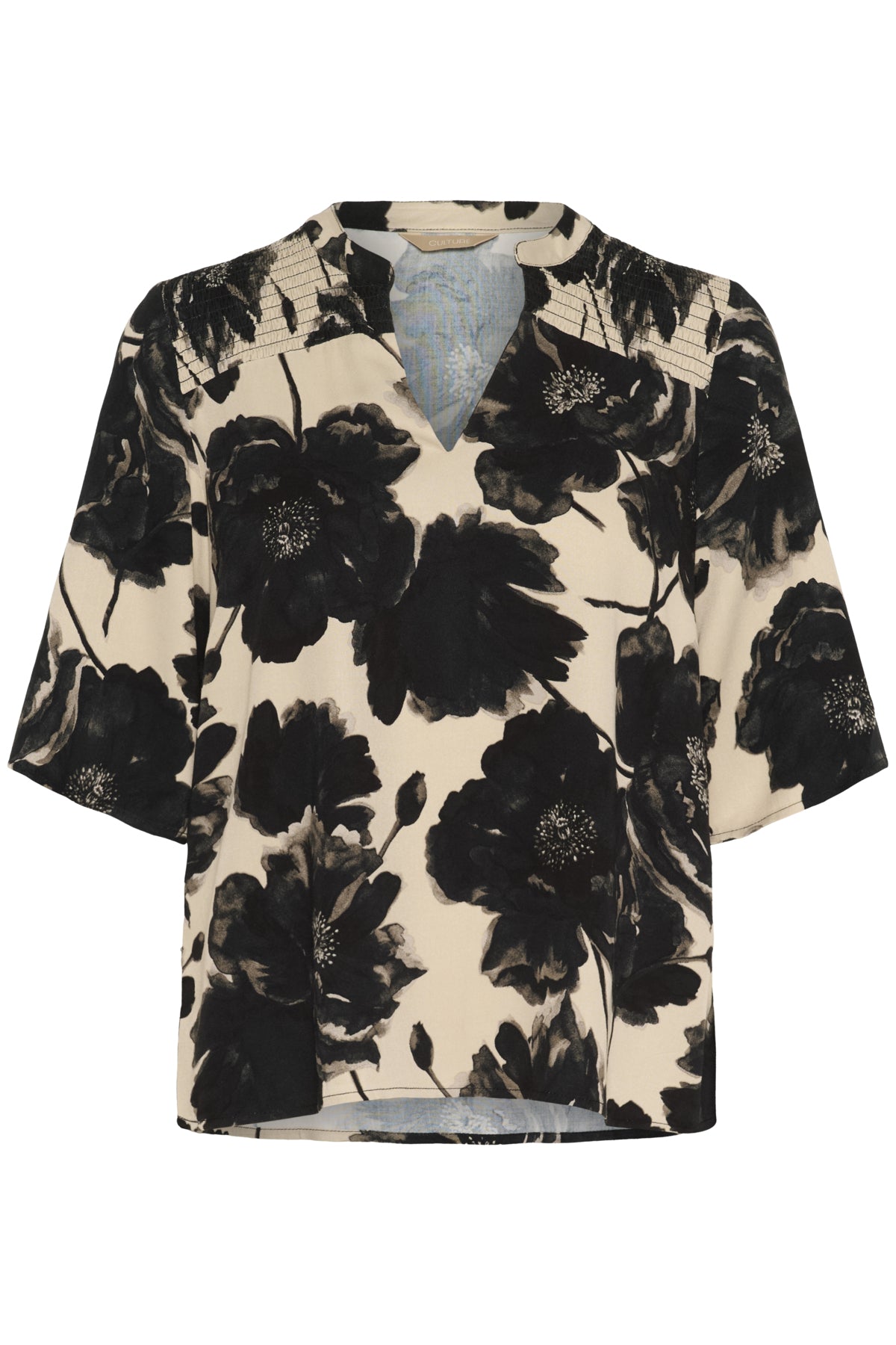 Culture CUrachel Elitha SS Blouse Black/Offwhite Flower