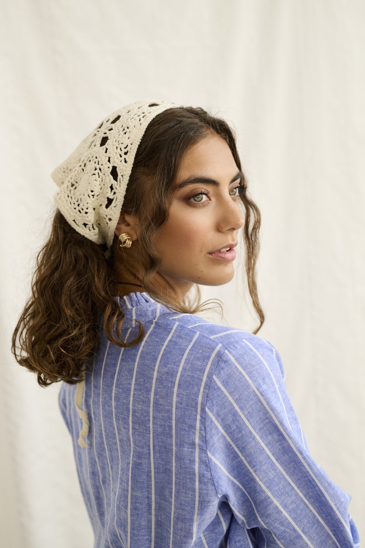 Culture CUarletty Blouse - Powder Blue/Gardenia Stripe