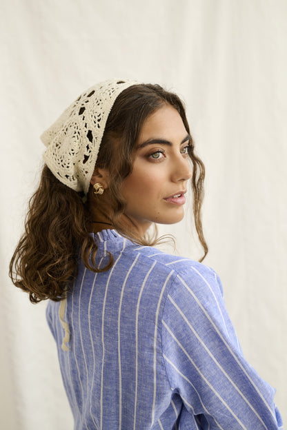 Culture CUarletty Blouse - Powder Blue/Gardenia Stripe