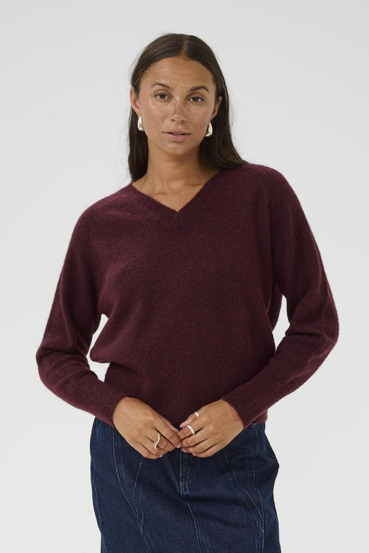 Kaffe Clothing KAniel v-neck Pullover Windsor Wine Melange