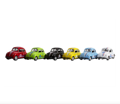 VW Boble Herbie med trykk og pull-back, 6 assorterte farger