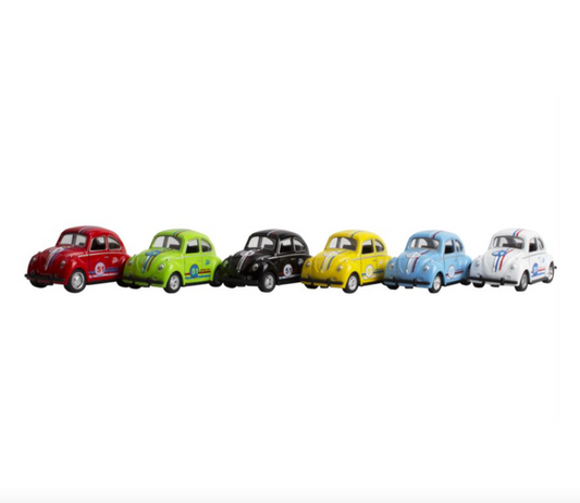 VW Boble Herbie med trykk og pull-back, 6 assorterte farger
