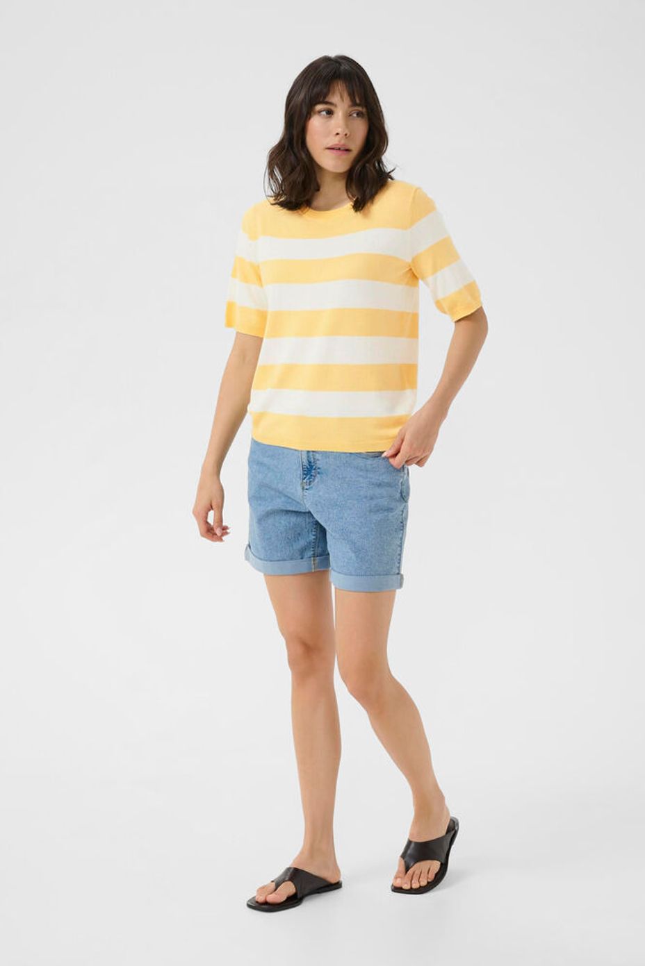 Kaffe Clothing KAlizza Straw/Chalk Wide Striped
