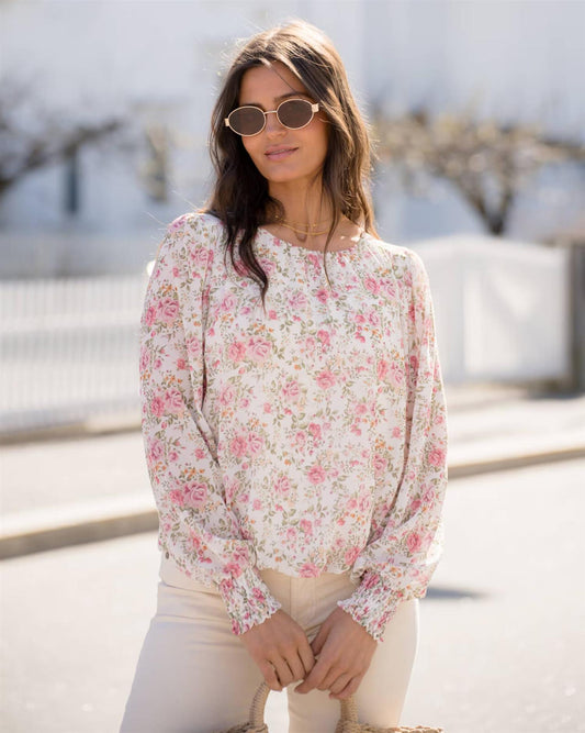 Floyd Marita Roses – Offwhite bluse med blomsterprint