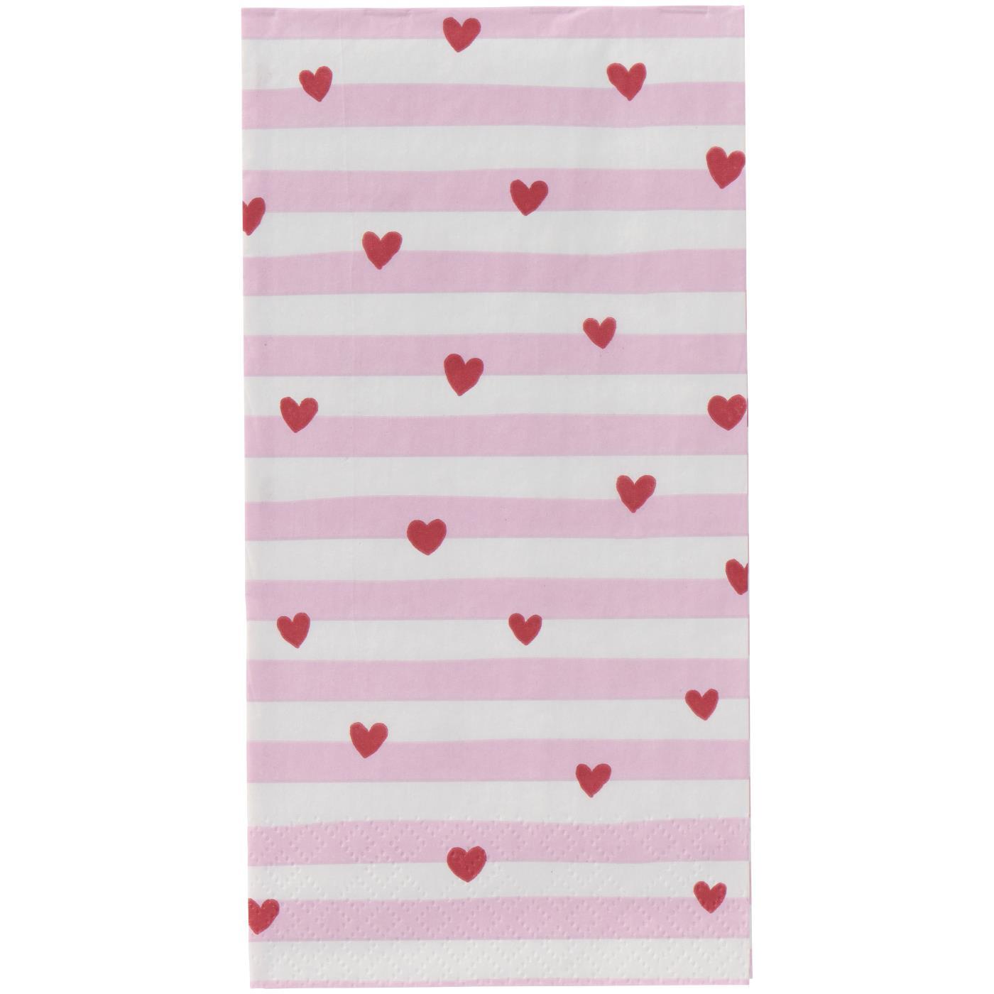 Ib Laursen Servietter 10x20 Cm Røde Hjerter Og Rosa Striper 16 stk/pakning
