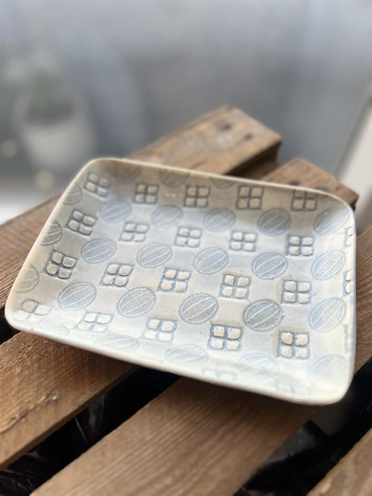 Wonki Ware Firkantet Serveringsfat/Tallerken Gråblå