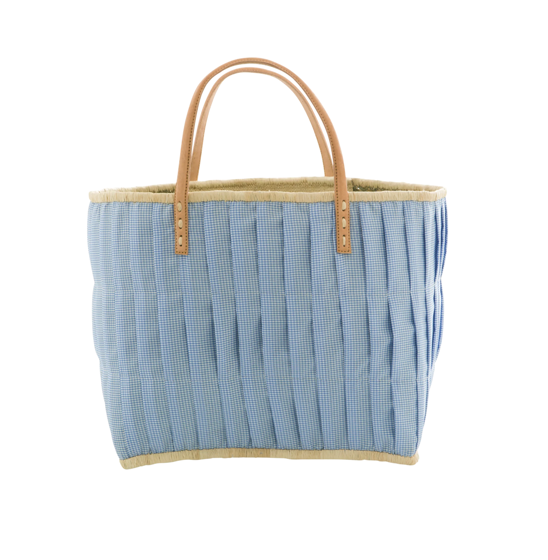 Large Raffia Shopping Bag - Turquoise