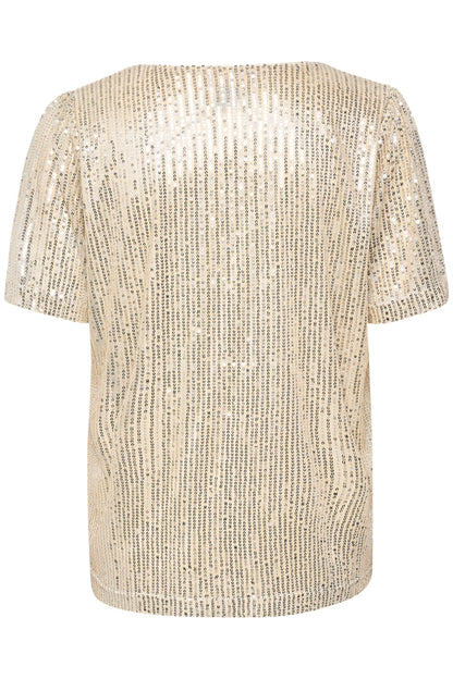 Kaffe Clothing KAbolette Blouse V-neck Sand Dollar/Silver Sequins