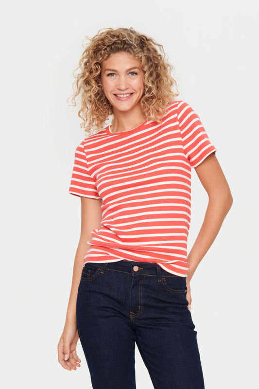 Saint Tropez AstaSZ SS Stripe T-shirt Cayenne
