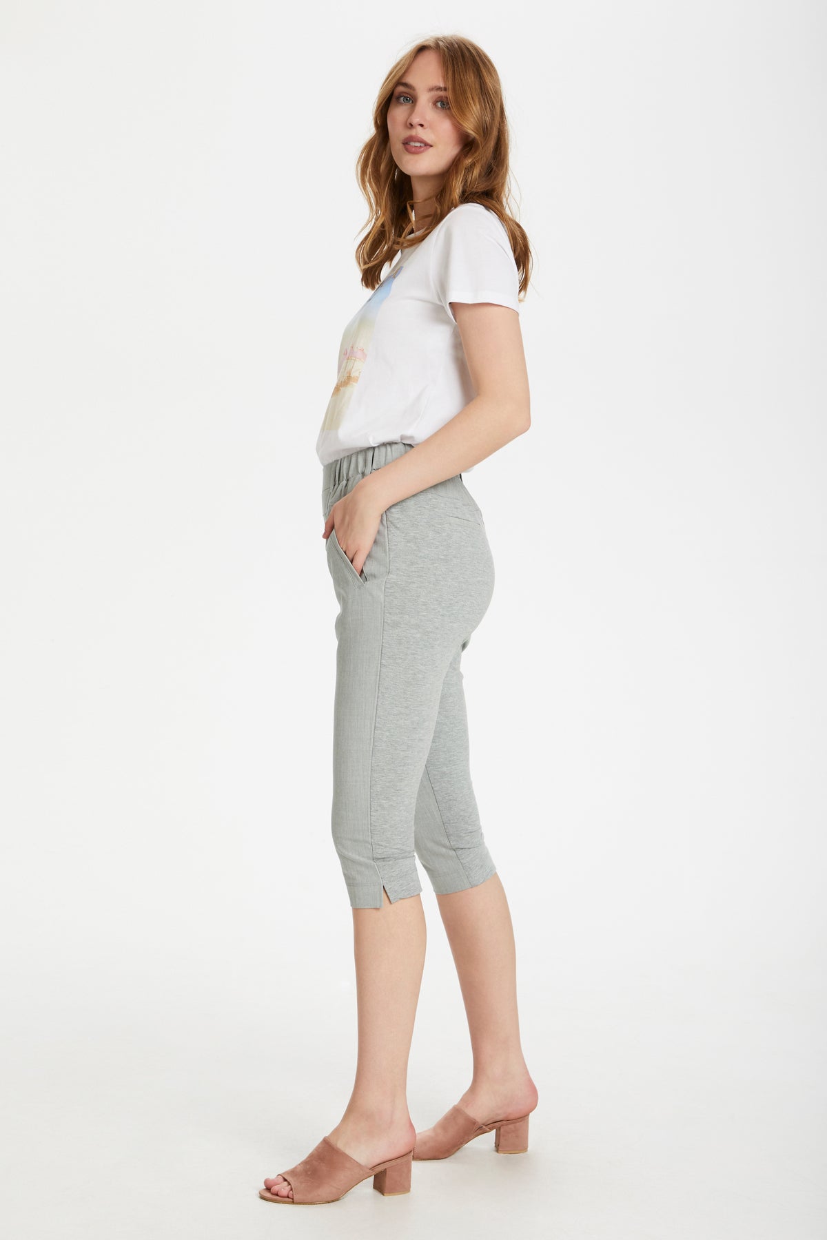 Kaffe Clothing Jillian Capri Pants Light Grey Melange