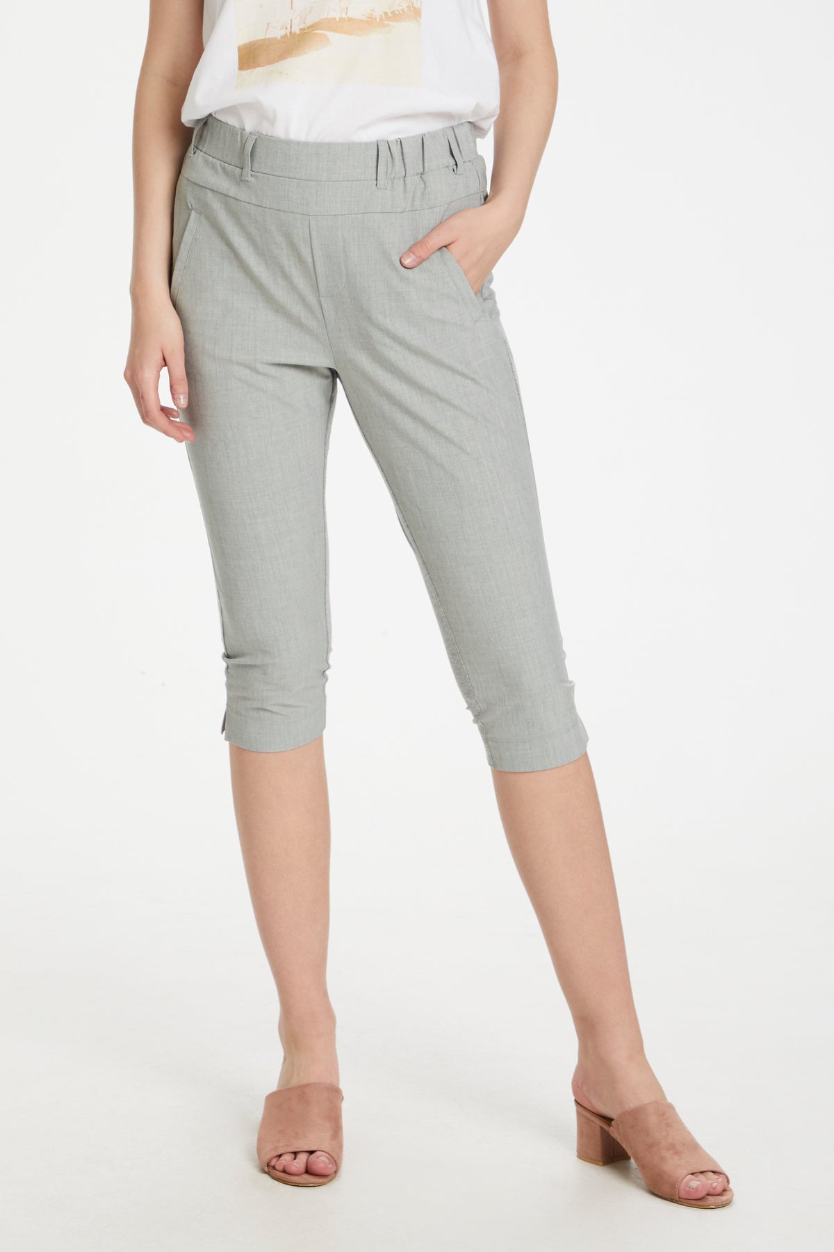 Kaffe Clothing Jillian Capri Pants Light Grey Melange